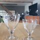 6 vintage engraved glass stemware glasses