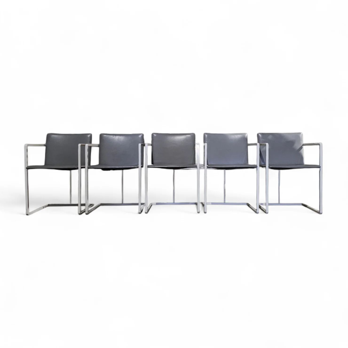 4 x Pierre Mazairac & Karel Boonzaaijer, Hennie de Jong int, grey fabric, white steel, 1970s