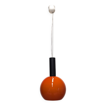 Orange opaline ball pendant by Parscot, France circa 1970.
