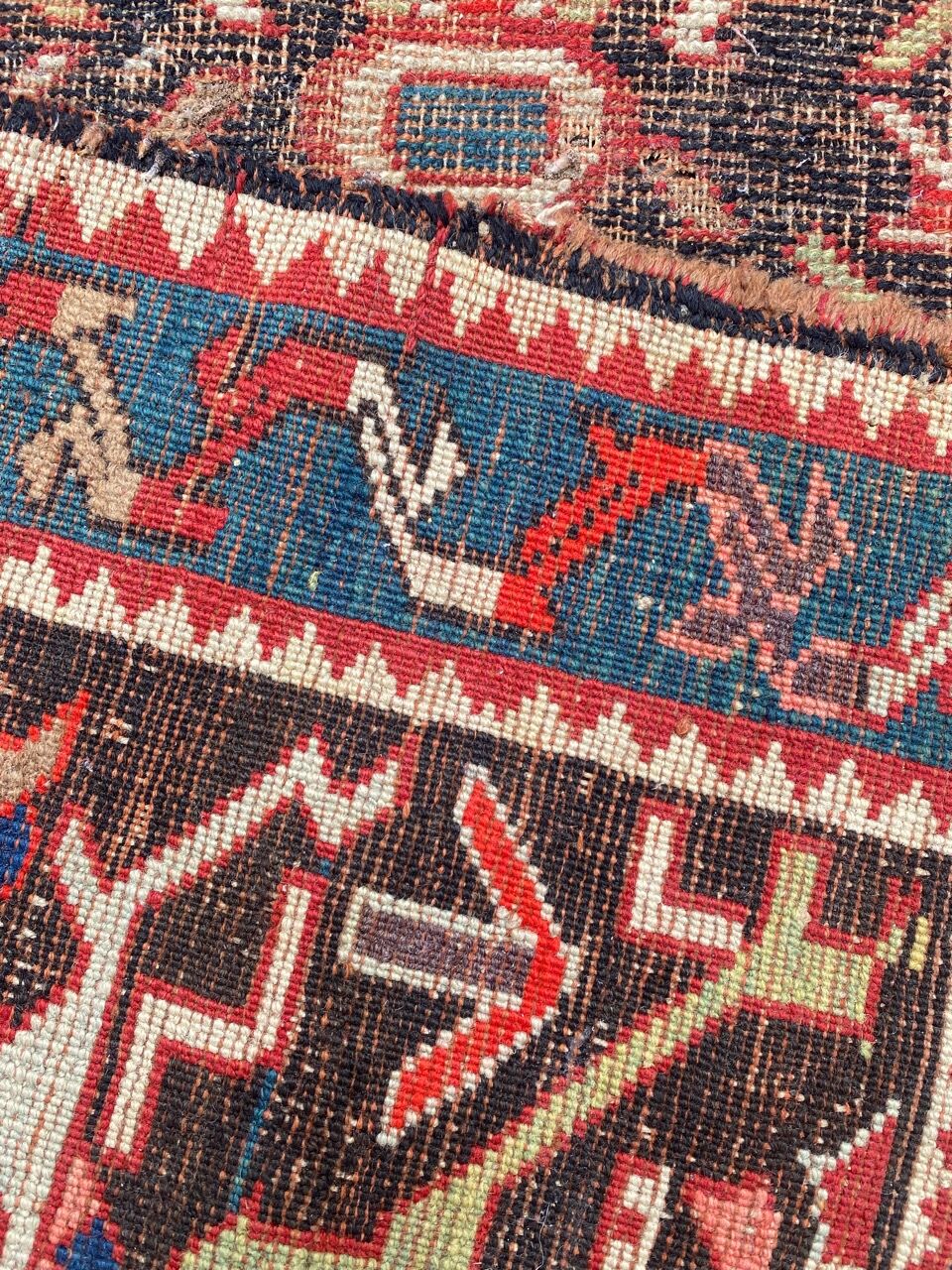 Ancient Caucasian carpet Karabakh handmade 115x270 cm