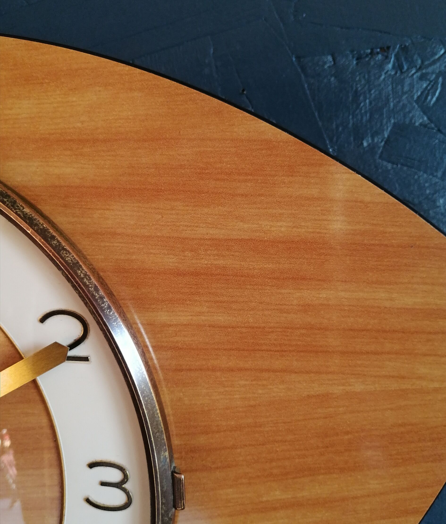 Vintage formica clock silent wall clock "Junghans mahogany"