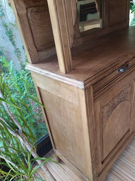 Art Deco two-body sideboard in natural chestnut.