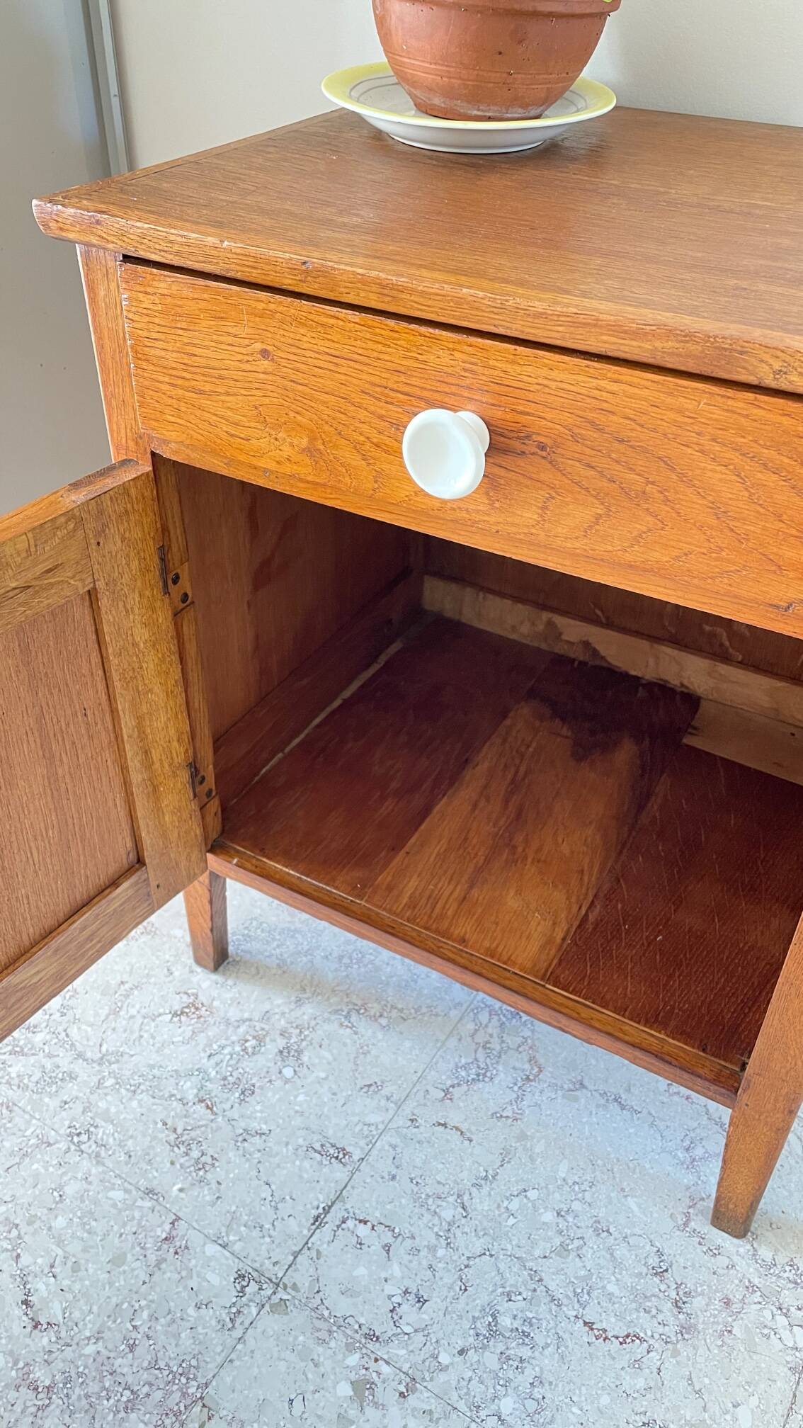 Oak bedside table from the 1950s