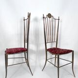 Paire vintage de chaises hautes en laiton de Chiavari, Italie Années 1950