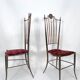 Vintage pair of Brass Tall Chairs from Chiavari, Italy 1950s