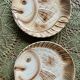 Set of 6 beige earthenware dinner plates, circa 1970, Sarreguemines, France.