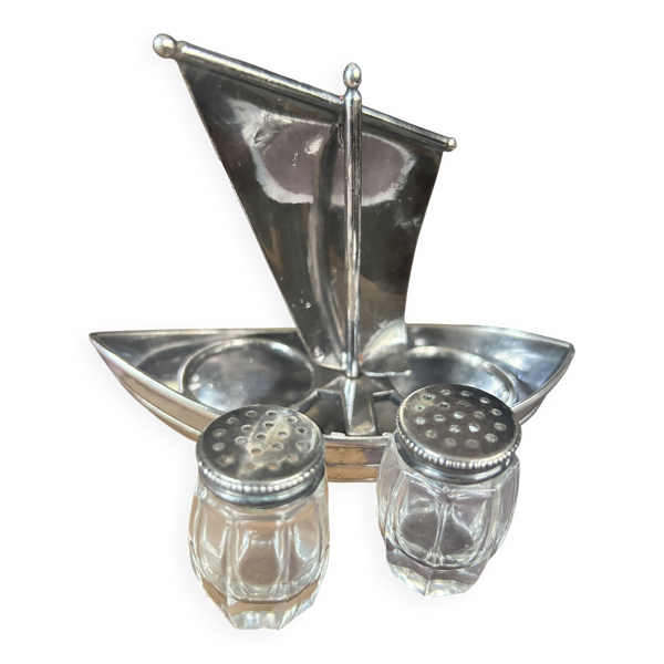 Voilier salière poivrier Cristofle collection Gallia en métal argenté RARE