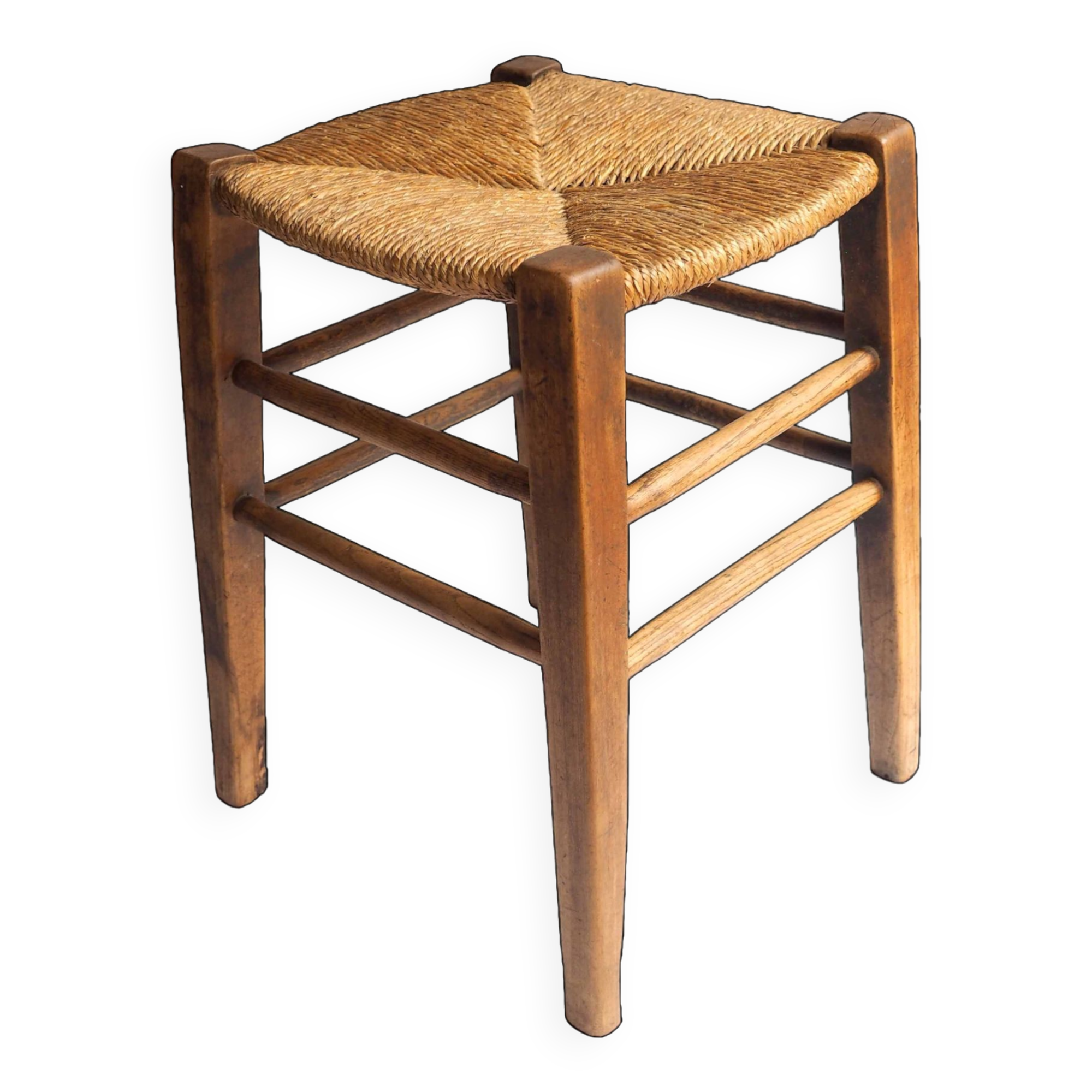 Old stool with straw seat
