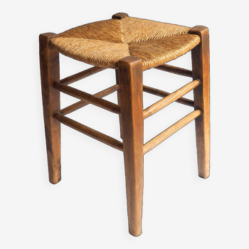 Old stool with straw seat