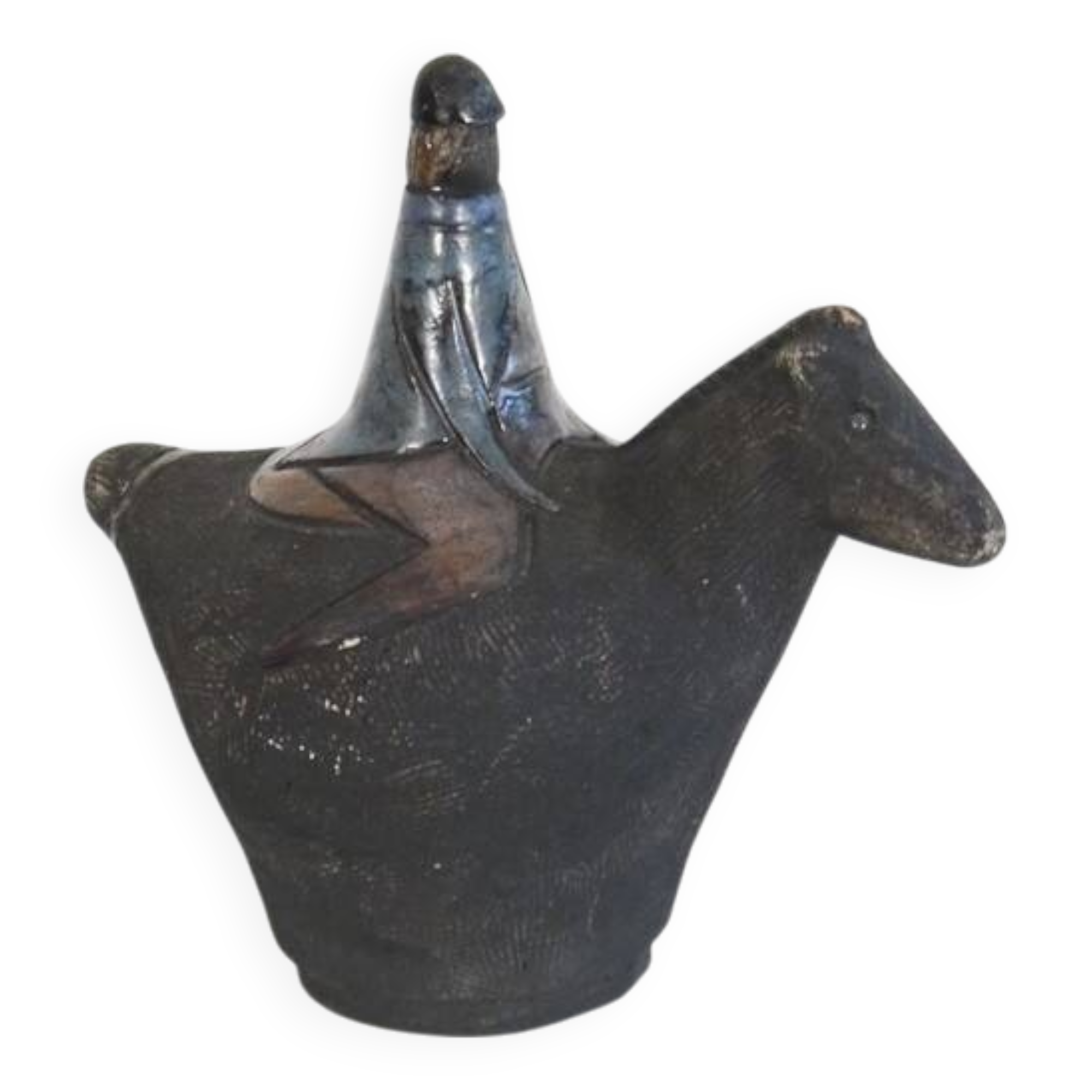 Horse and rider in ceramic by Lars Bergsten