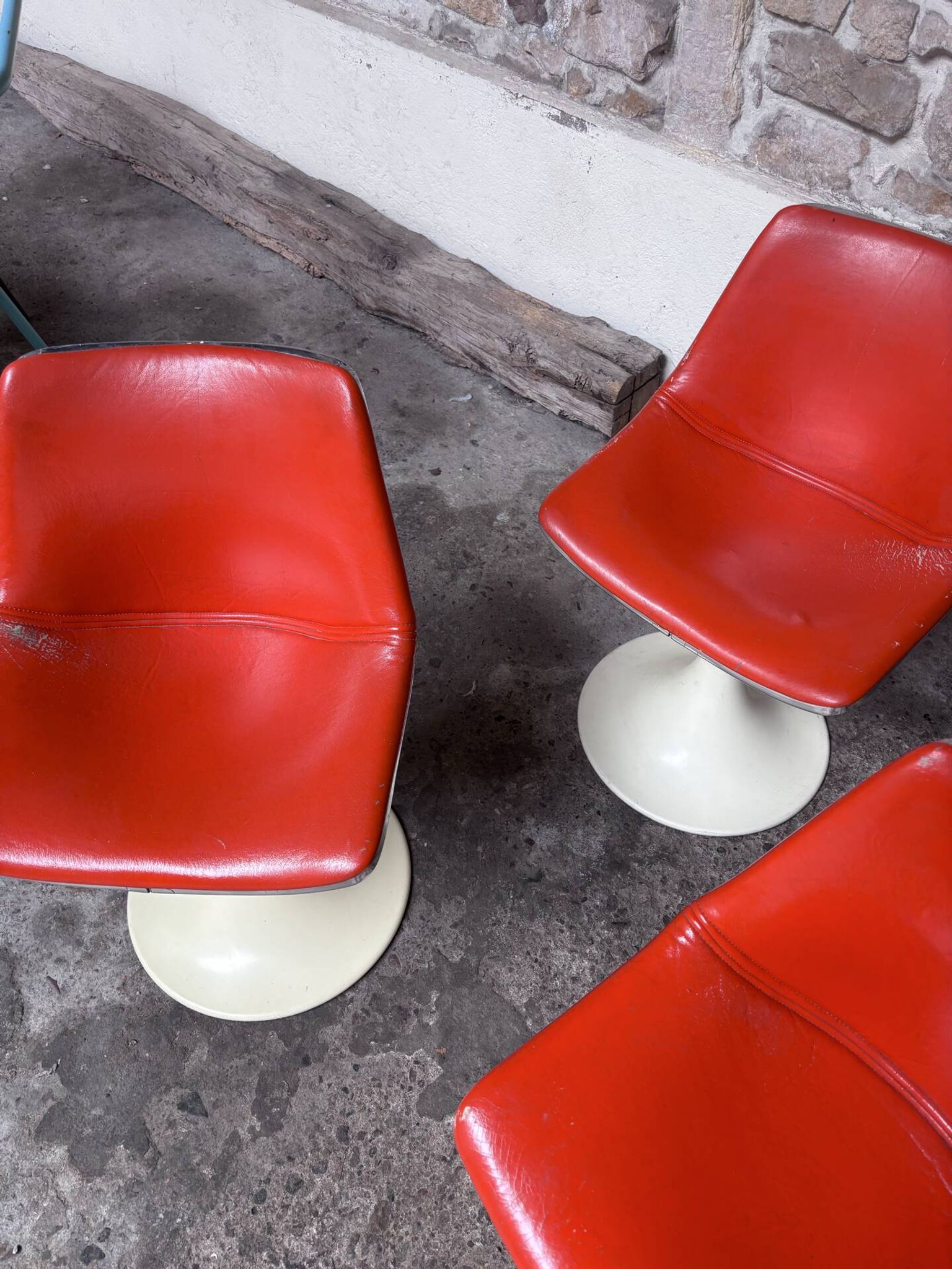 Tulip leg armchairs