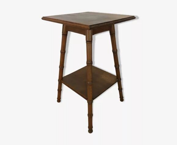 Bamboo side table, carved wood, 1960 harness