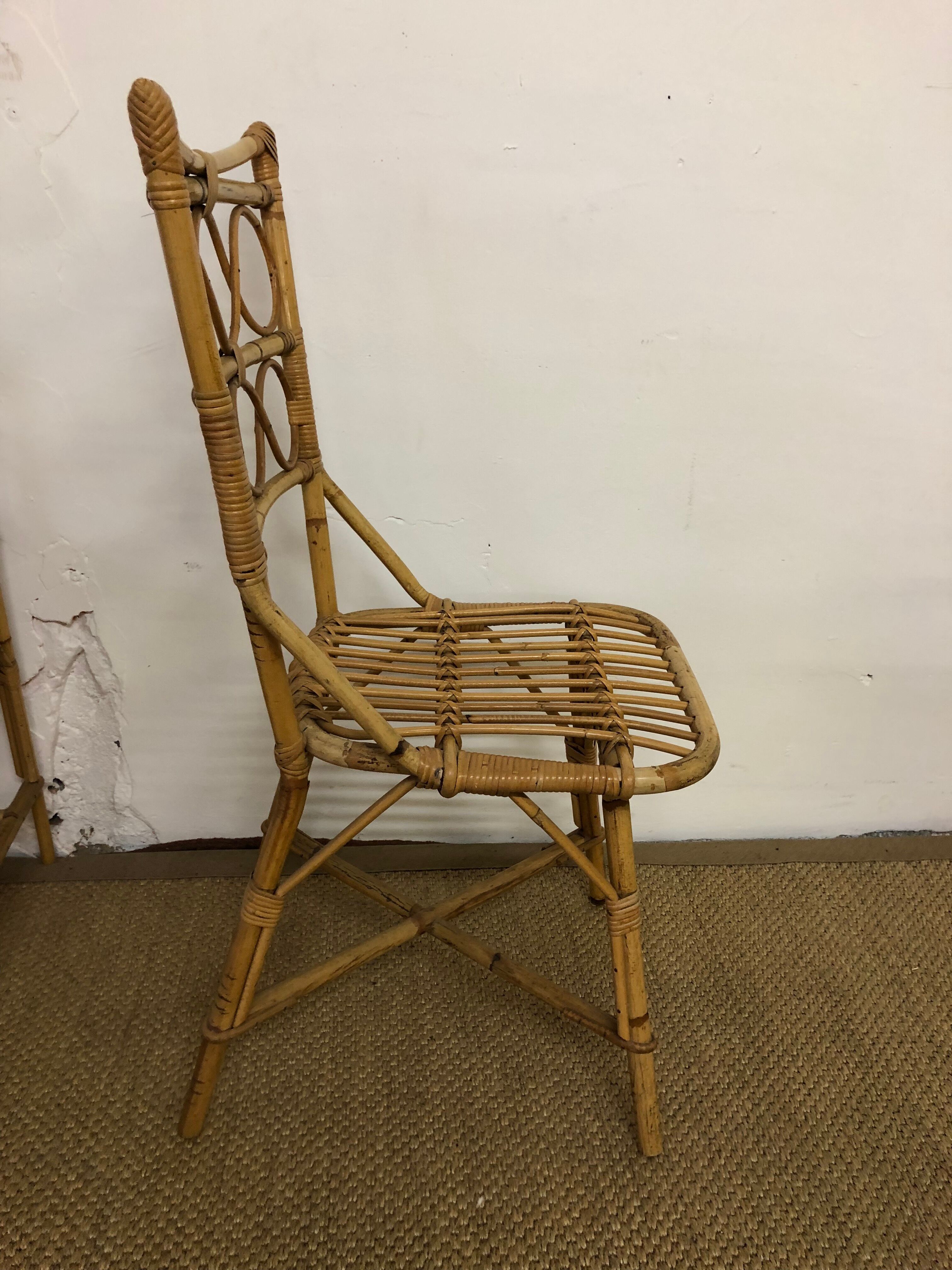 Rattan chairs with bedside