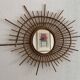 Miroir vintage 1960 soleil rotin osier ortf spirale design - 68 x 52 cm
