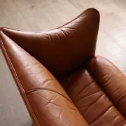 Mid-century sofa in cognac leather and wood by Pacific Green, Australia 1980s