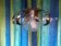 Glass and chrome metal pendant light from the 70s