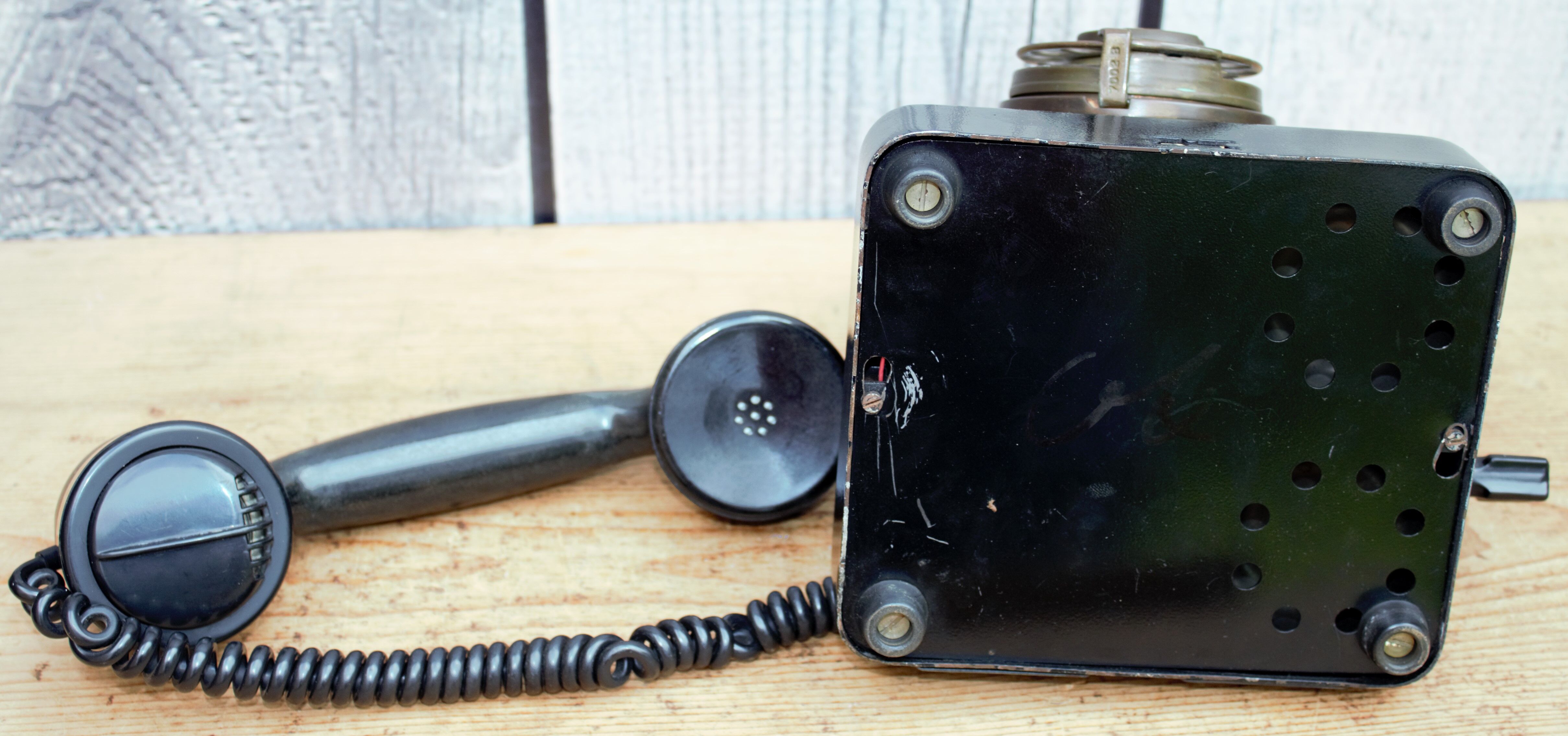Vintage black decorative phone, industrial style, loft