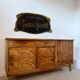 Old oak sideboard from the 1950s, vintage reconstruction period