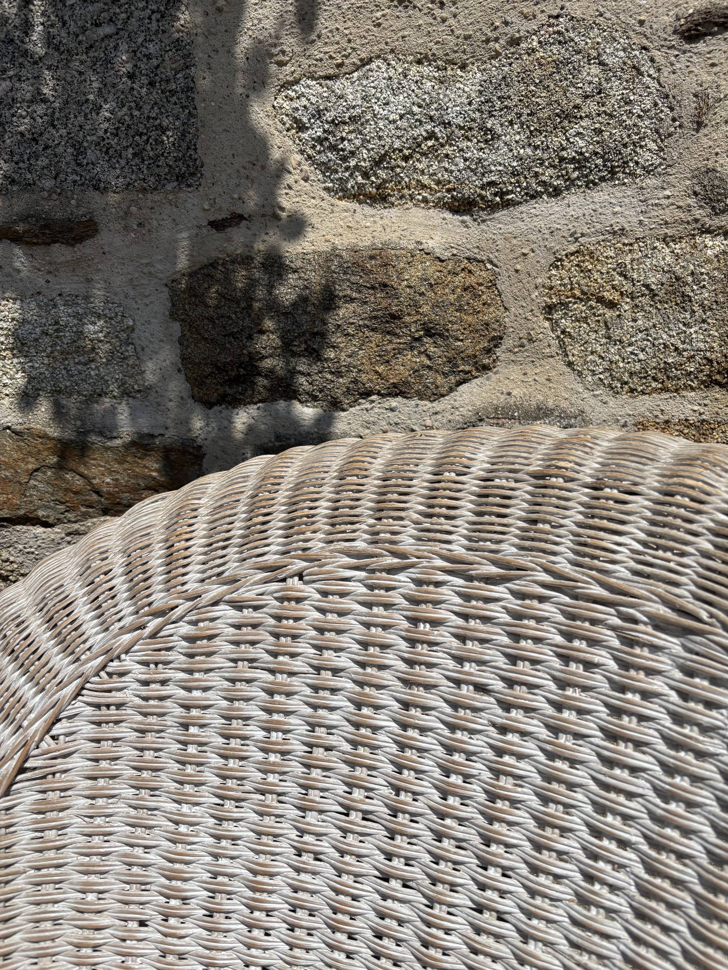 Large painted wicker armchair, 20th century, winter garden