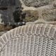 Large painted wicker armchair, 20th century, winter garden