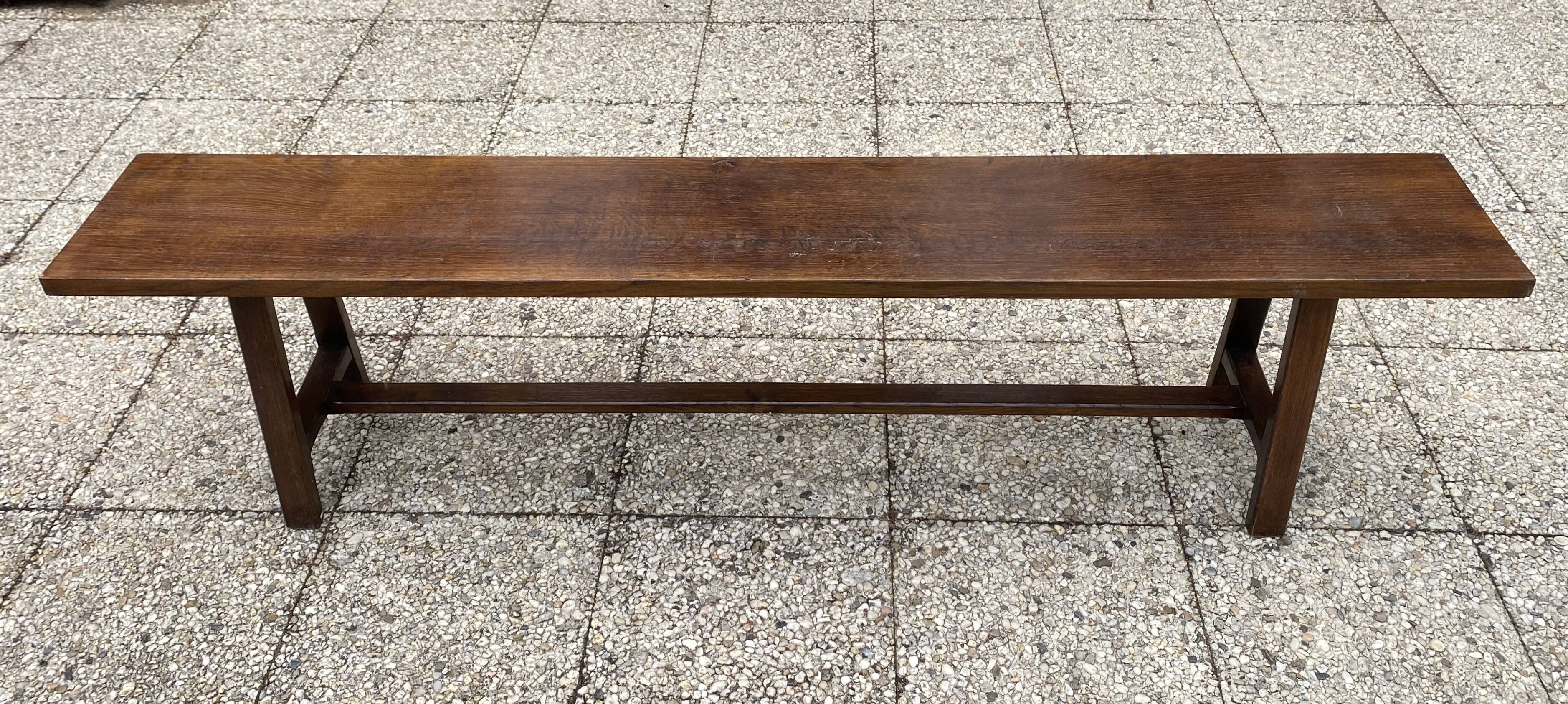 Solid oak farmhouse bench 180cm for rustic farmhouse table 1950