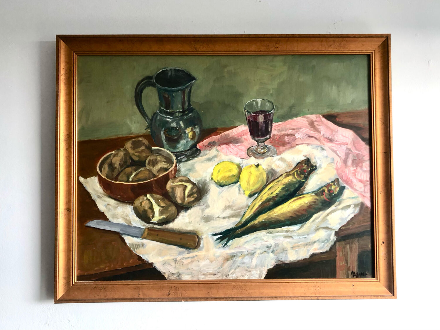 Nature morte, signée, années 90, cadre dorée