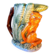 Zoomorphic pitcher in slipware, monkey.
