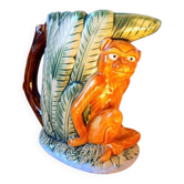 Zoomorphic pitcher in slipware, monkey.