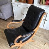 Ancien fauteuil Chesterfield Victoria / vintage / noir