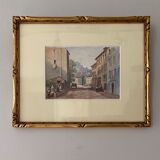 Old painting, landscape of Provence, Hyères, signed, early XX century