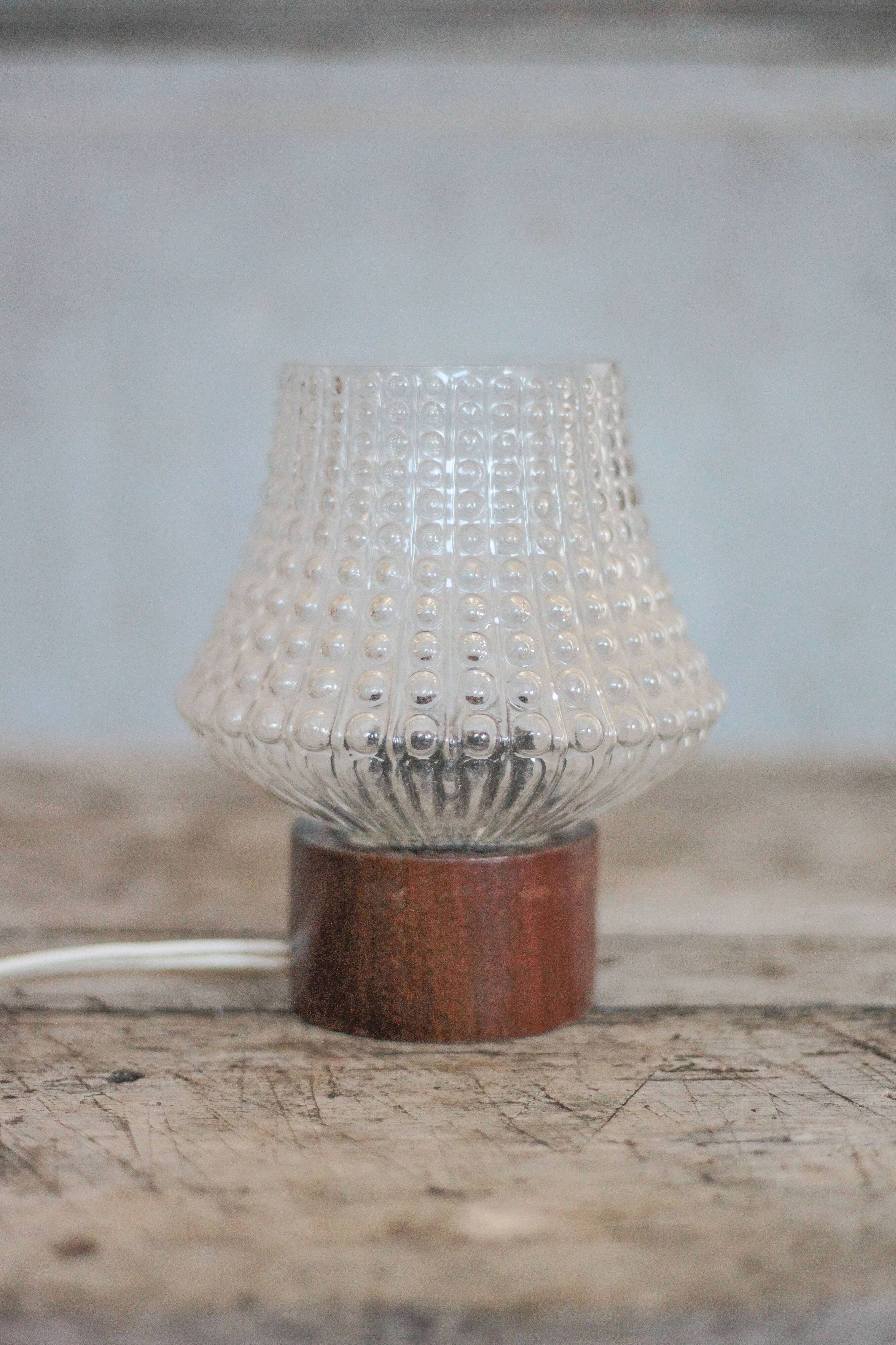Vintage table lamp, Philips lamp, wood and glass lamp