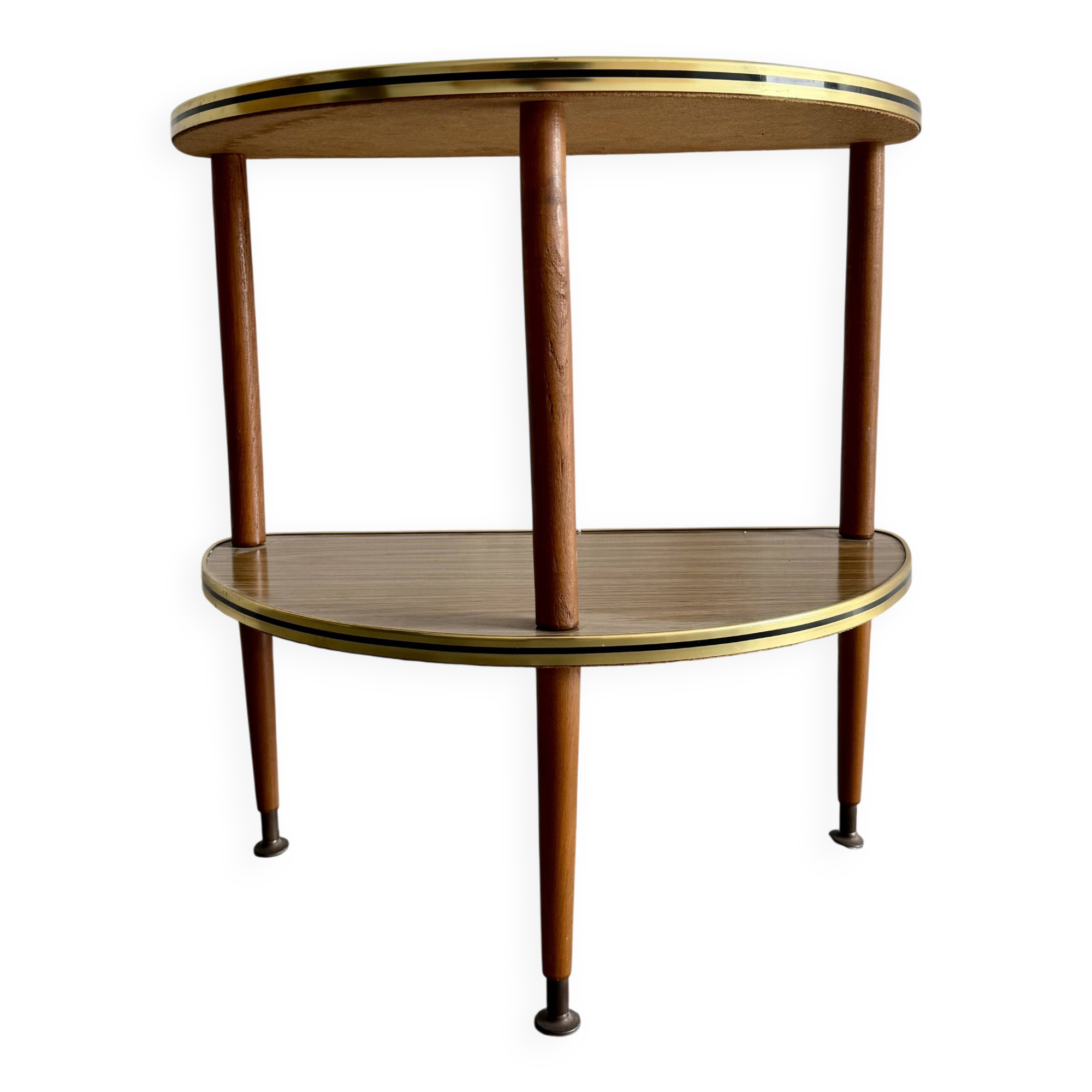 Table d'appoint demi-lune à deux niveaux vintage