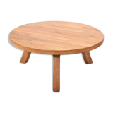 Brutalist Round Coffee Table in Solid Oak by Meubelfabriek Oisterwijk