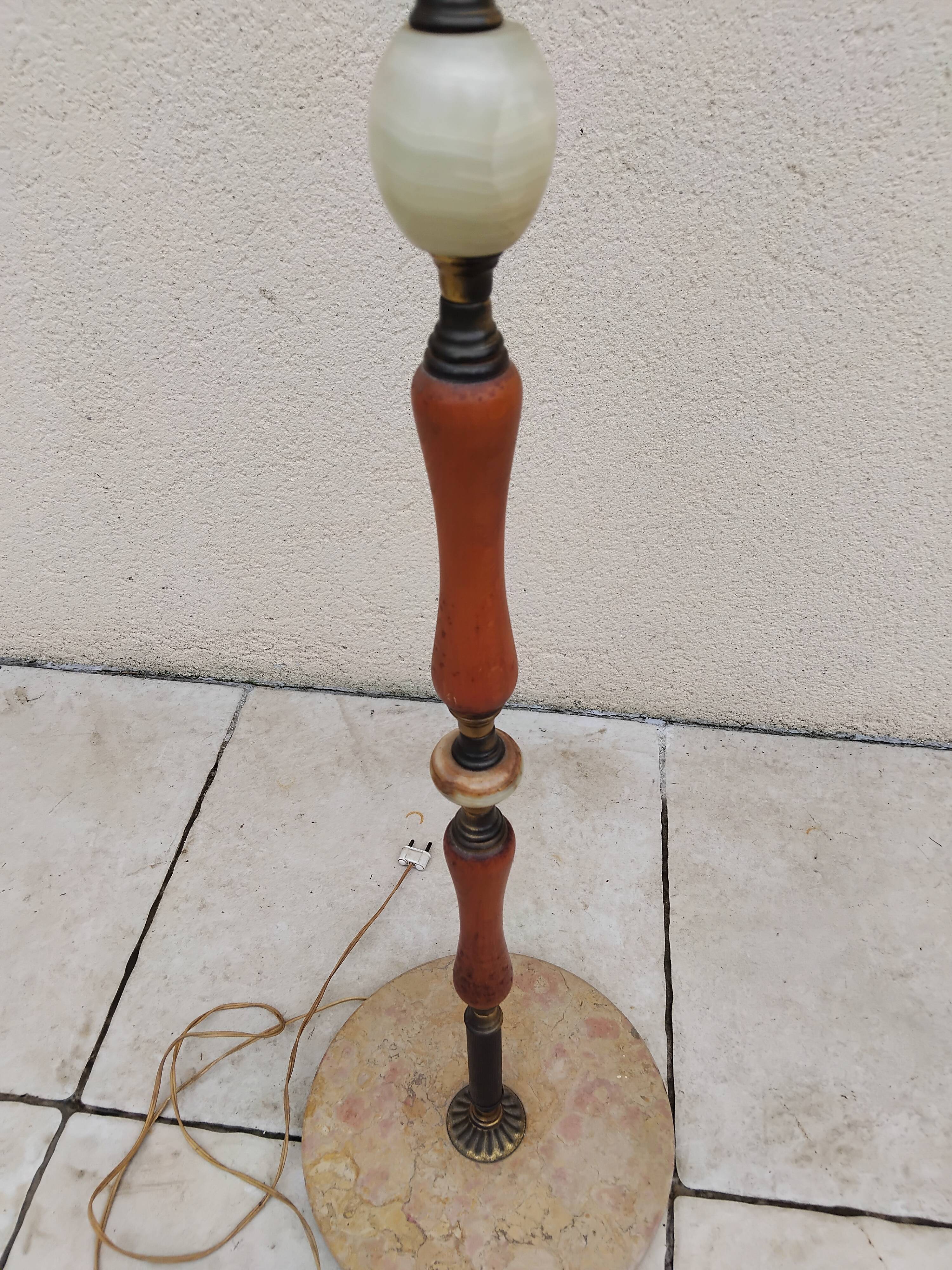 Lampadaire vintage marbre tissu année 50