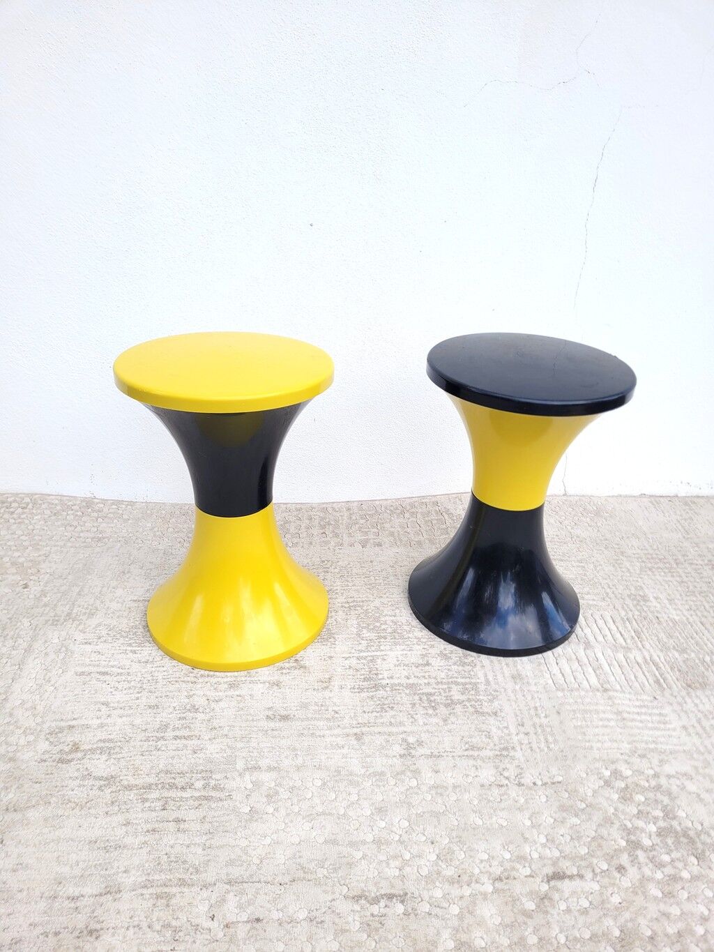 Yellow/black Tam Tam stool branded Massonnet Stamp n/j