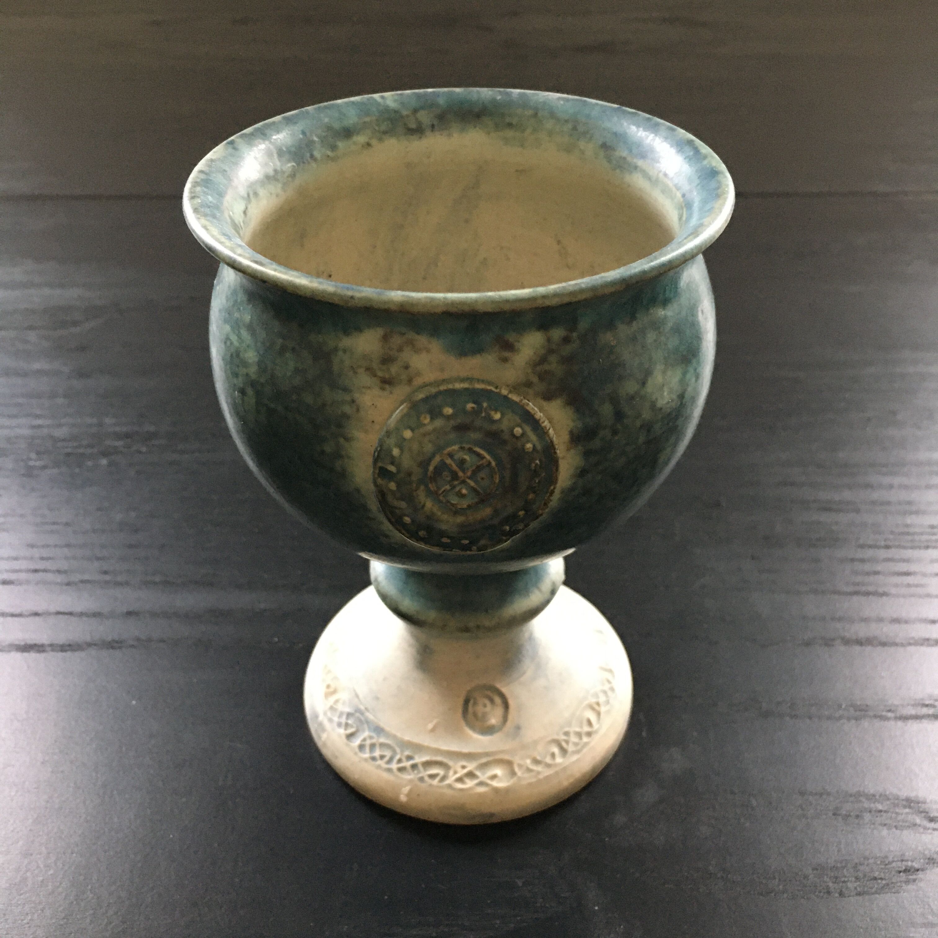 Blue-grey stone pedestal