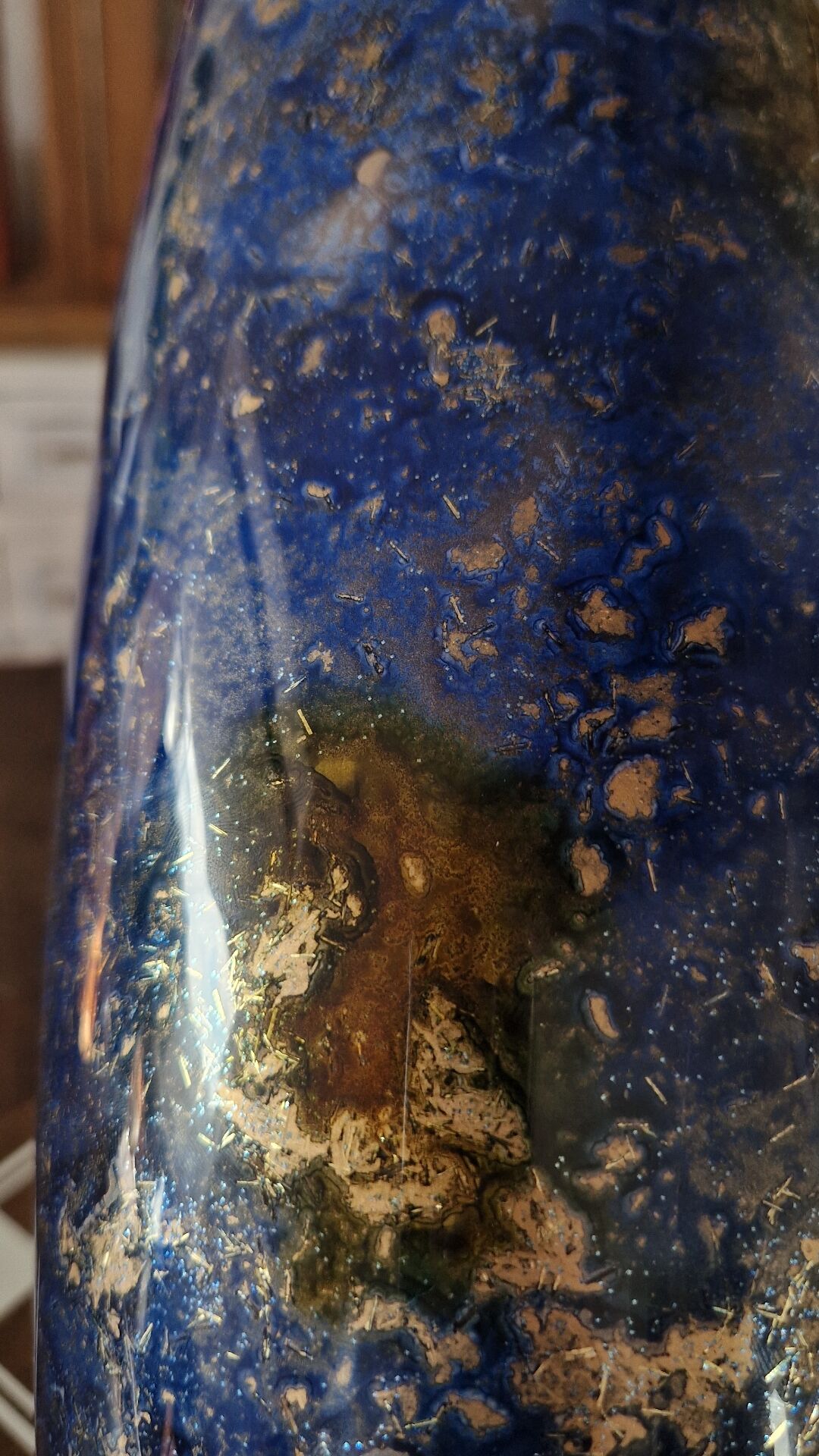 Large eglomisé glass vase "Laque Line" – Unique piece 40 cm