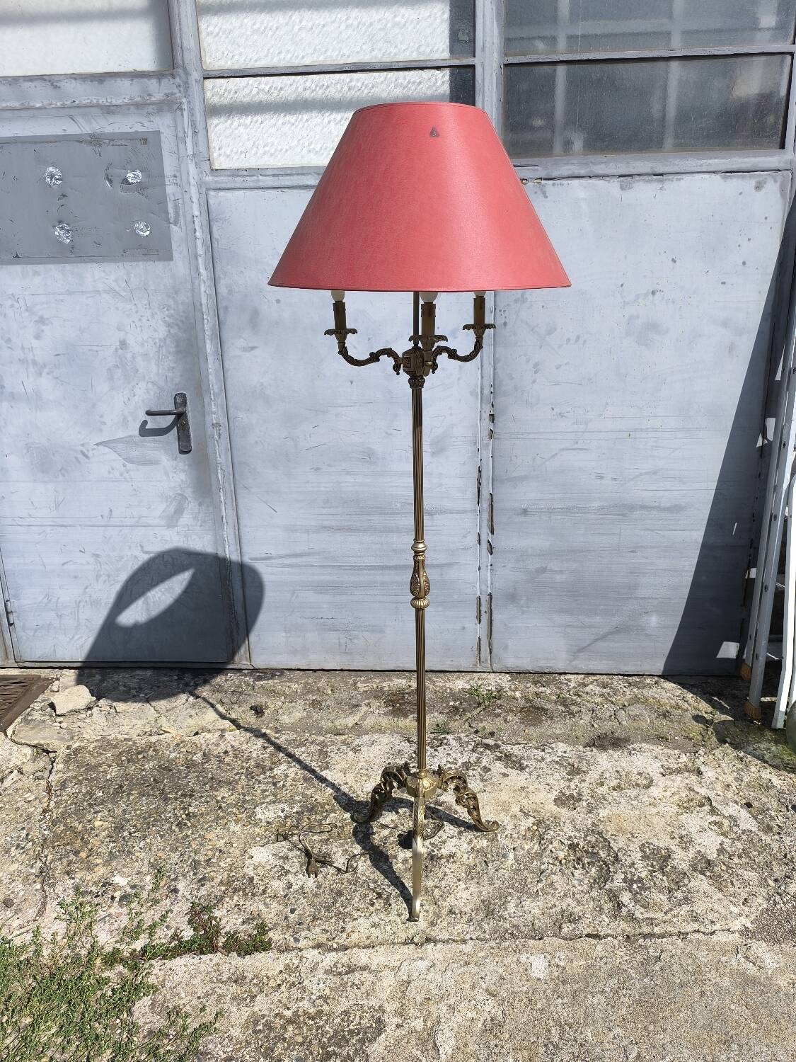 Vintage brass tripod floor lamp