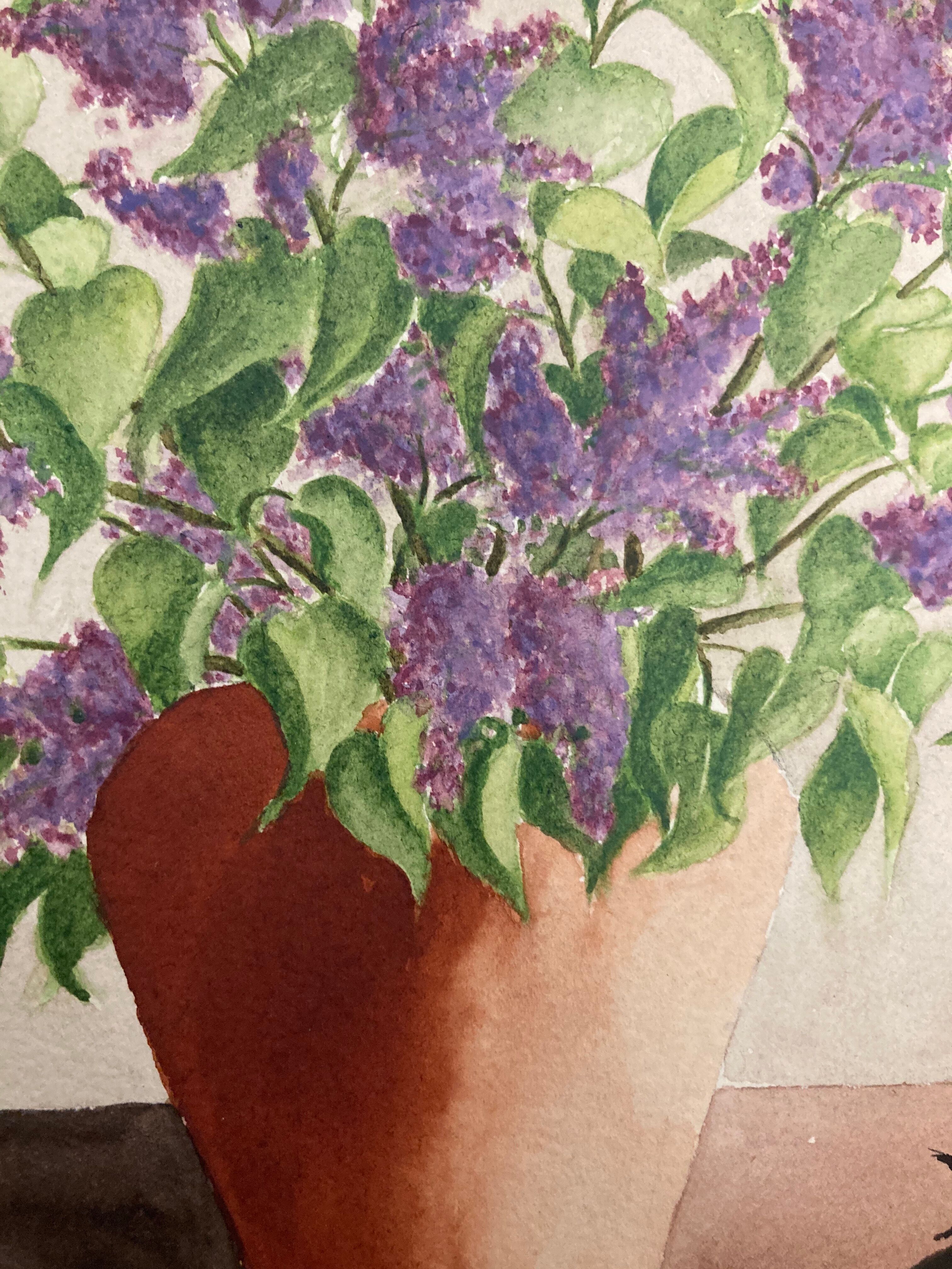 Watercolor bouquet lilac vintage