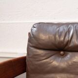Teak and leather armchair