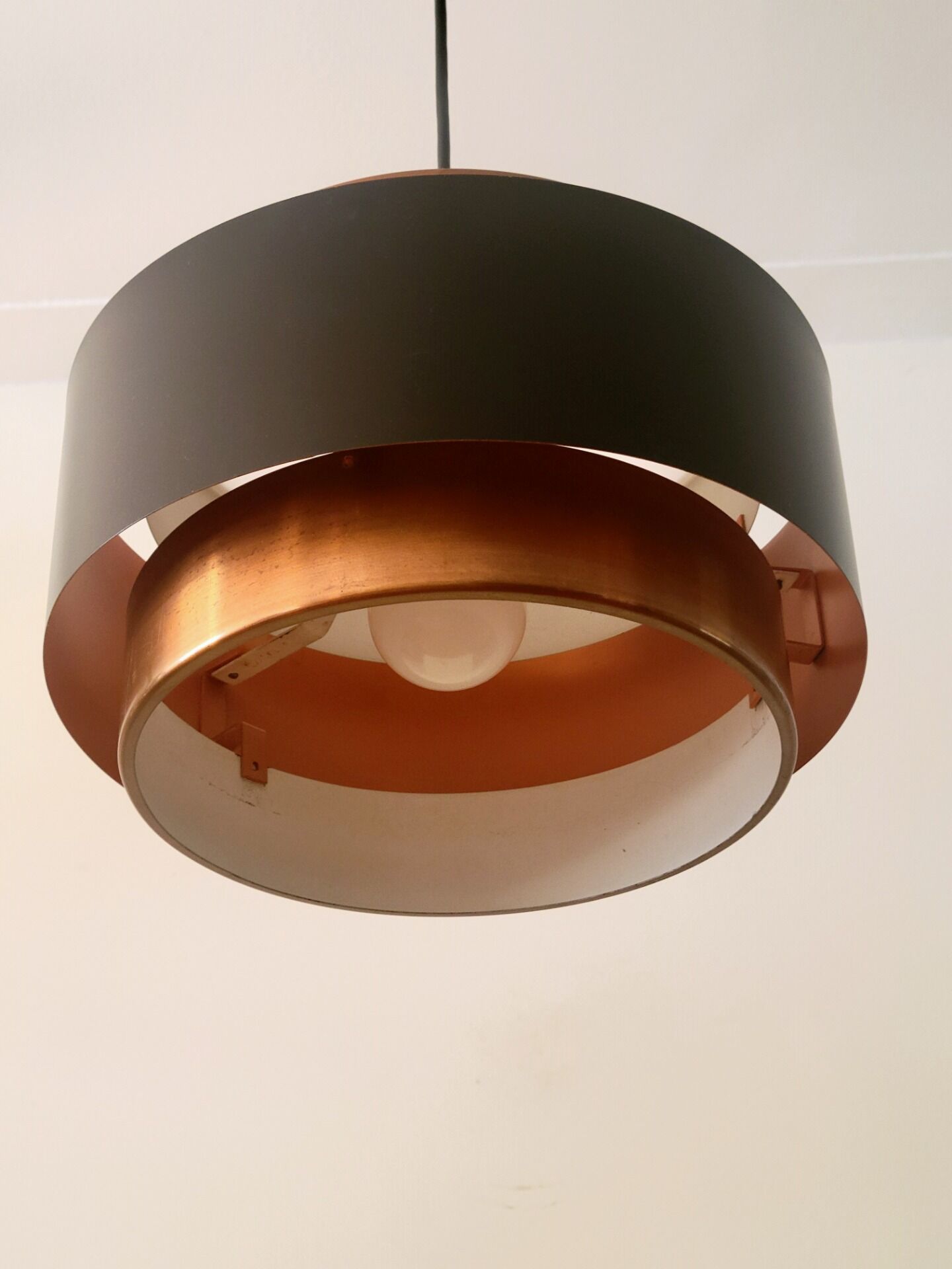 Fog & Mørup Saturn pendant lamp by Jo Hammerborg in copper & black, Danish design