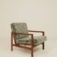 Vintage green jacquard armchair, mid-century modern design, 1965.