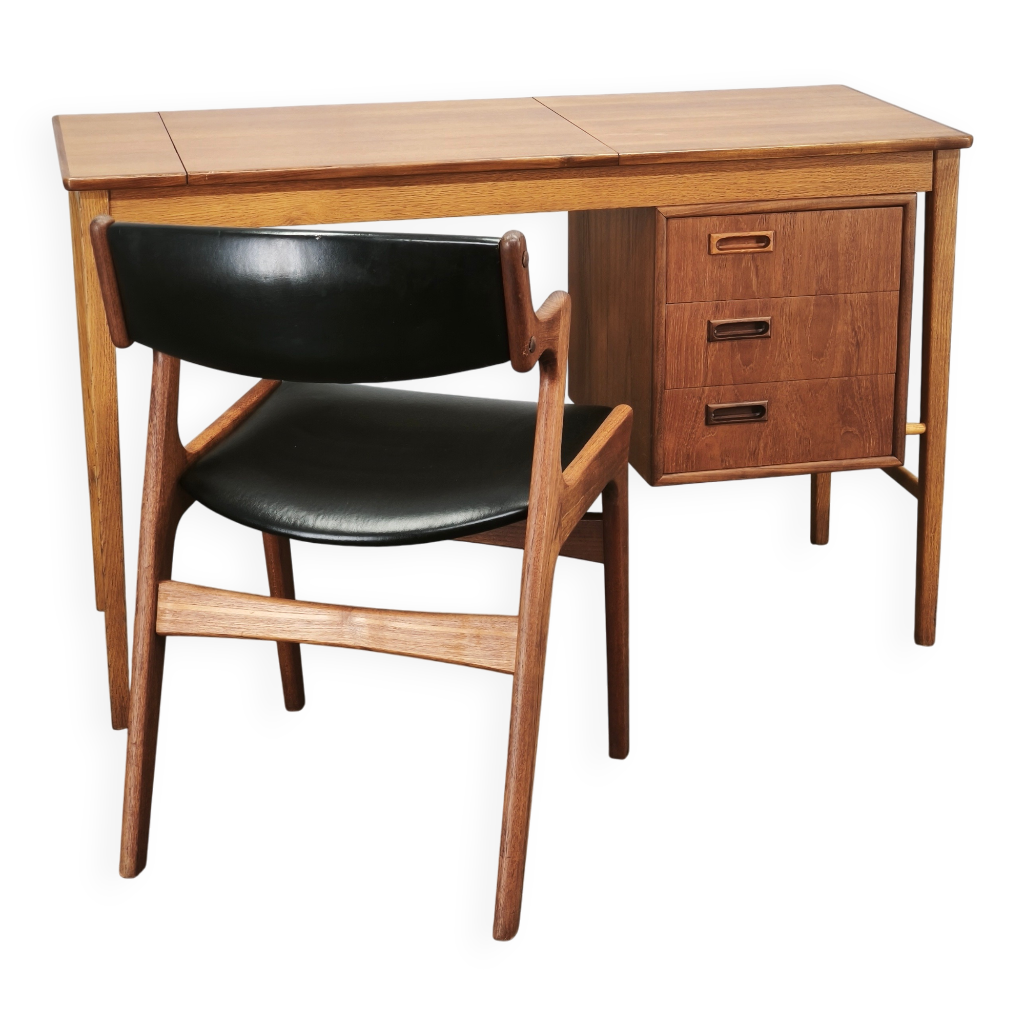 Bureau en teck avec miroir Sven Aage Madsen, Danemark, années 1960