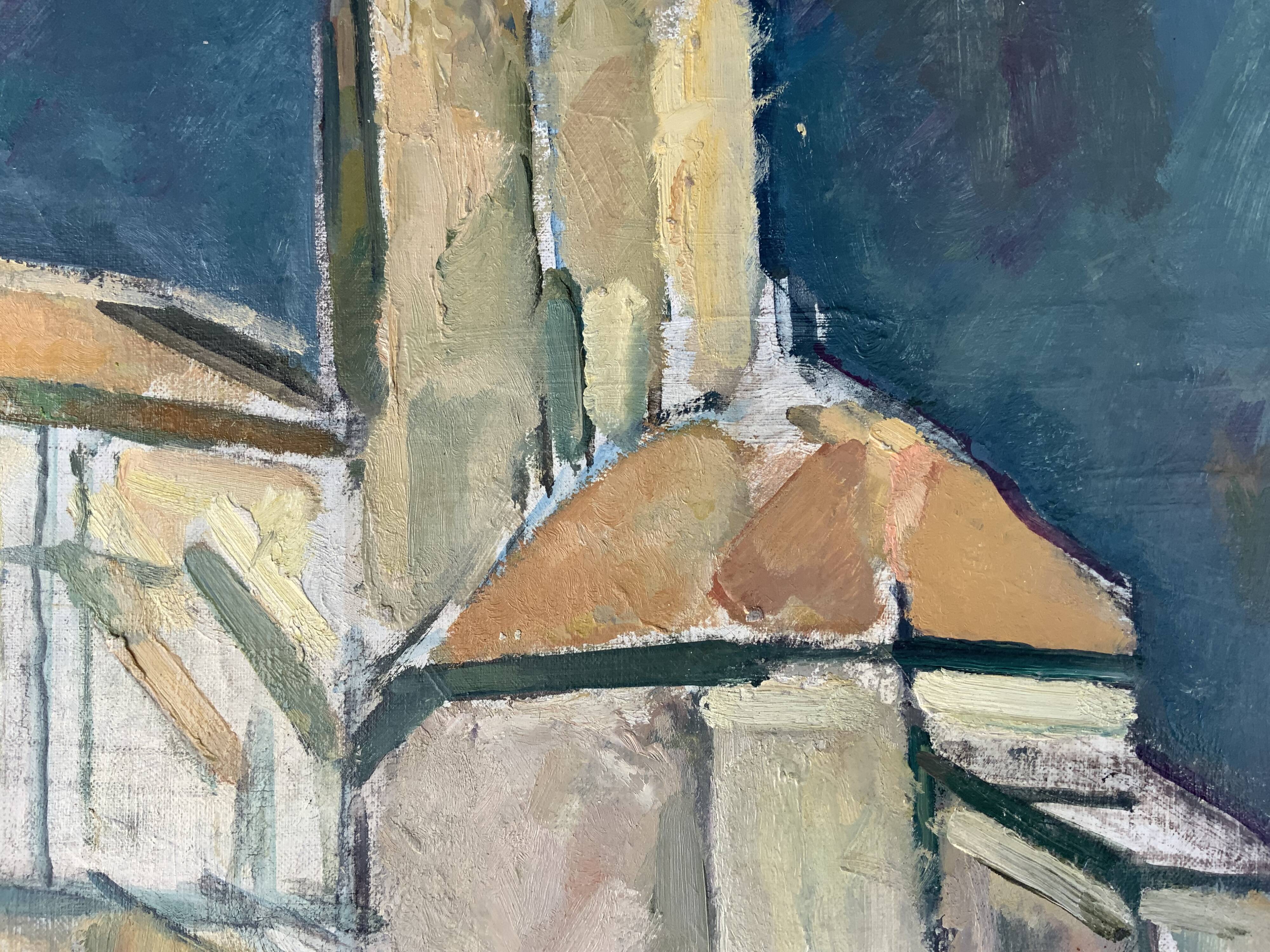 Vintage oil on canvas by S.Ekengren Architectural Landscape at Cadaques