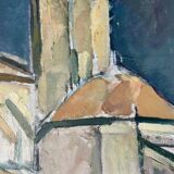 Vintage oil on canvas by S.Ekengren Architectural Landscape at Cadaques