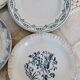 4 old flat plates iron earth blue earthenware mismatched