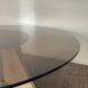Vintage coffee table in travertine and smoked glass 70s