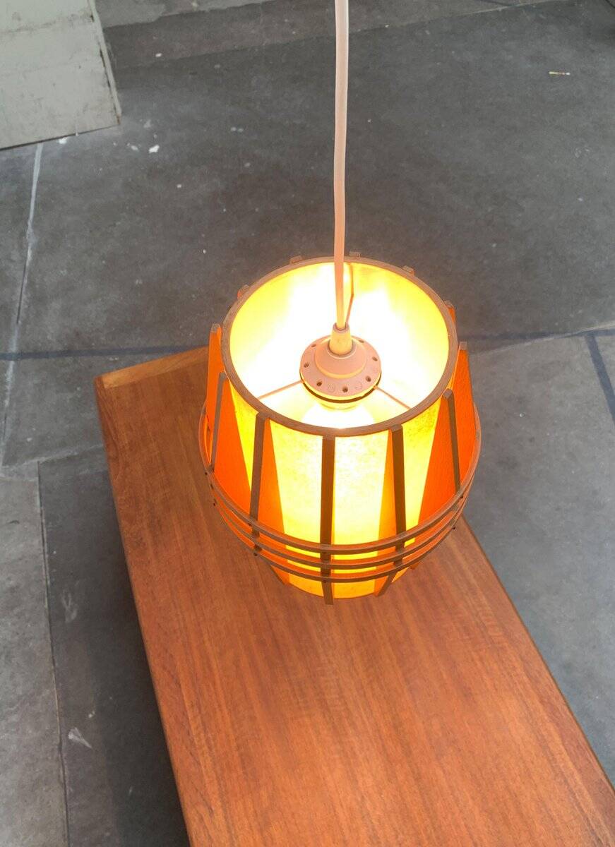 Mid-Century Wooden Cocoon Pendant Lamp