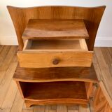 Bedside table in beech wood art deco 30s