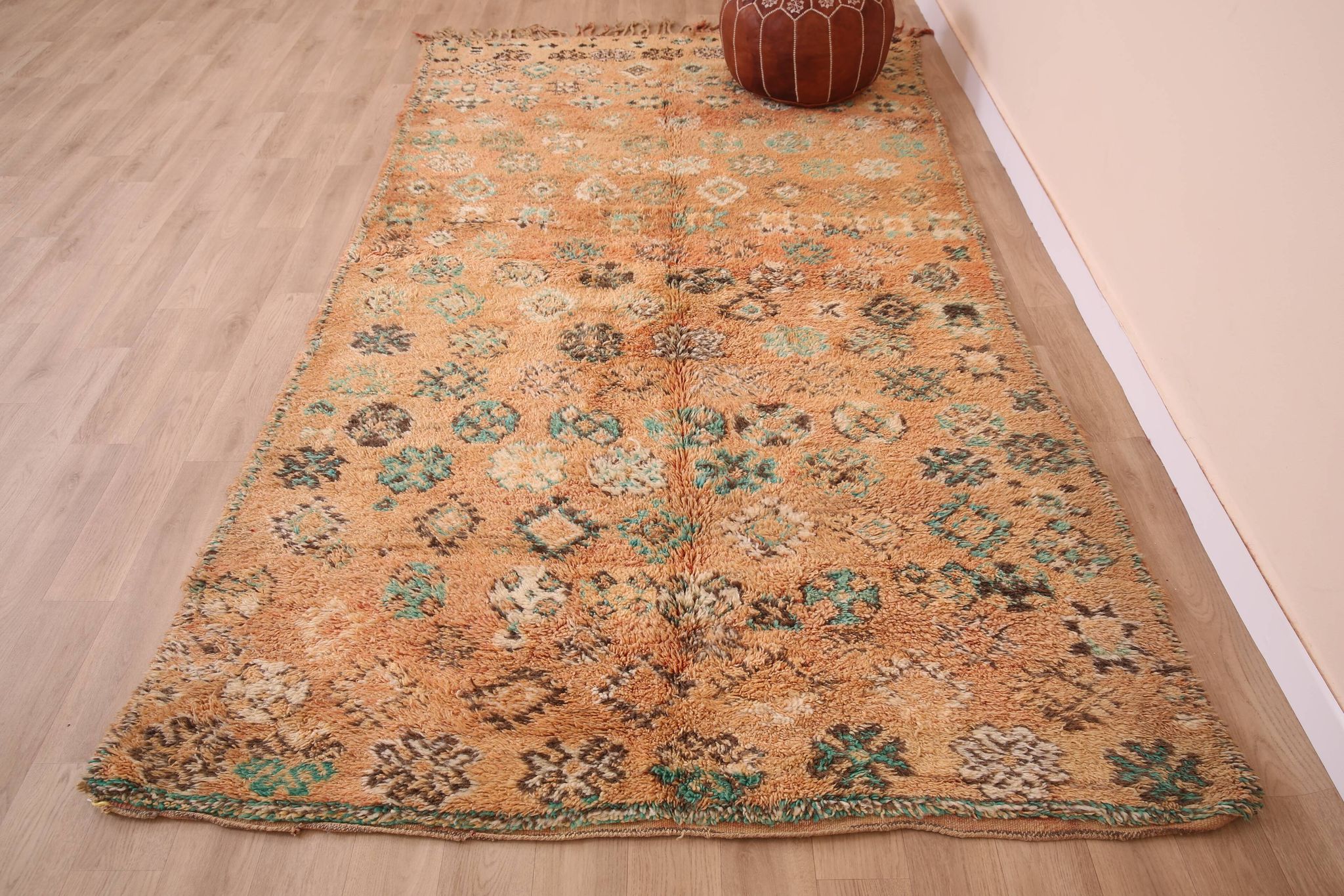Peach Vintage Moroccan Rug 158 x 287 cm, Berber Wool Rug, Handmade Boho Rug